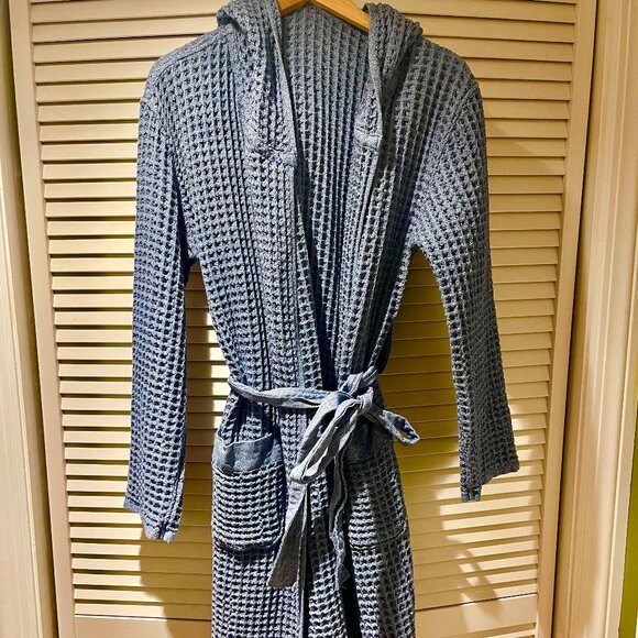 Onsen Supima® Waffle Bath Robe size Small color: Denim - Picture 3 of 4